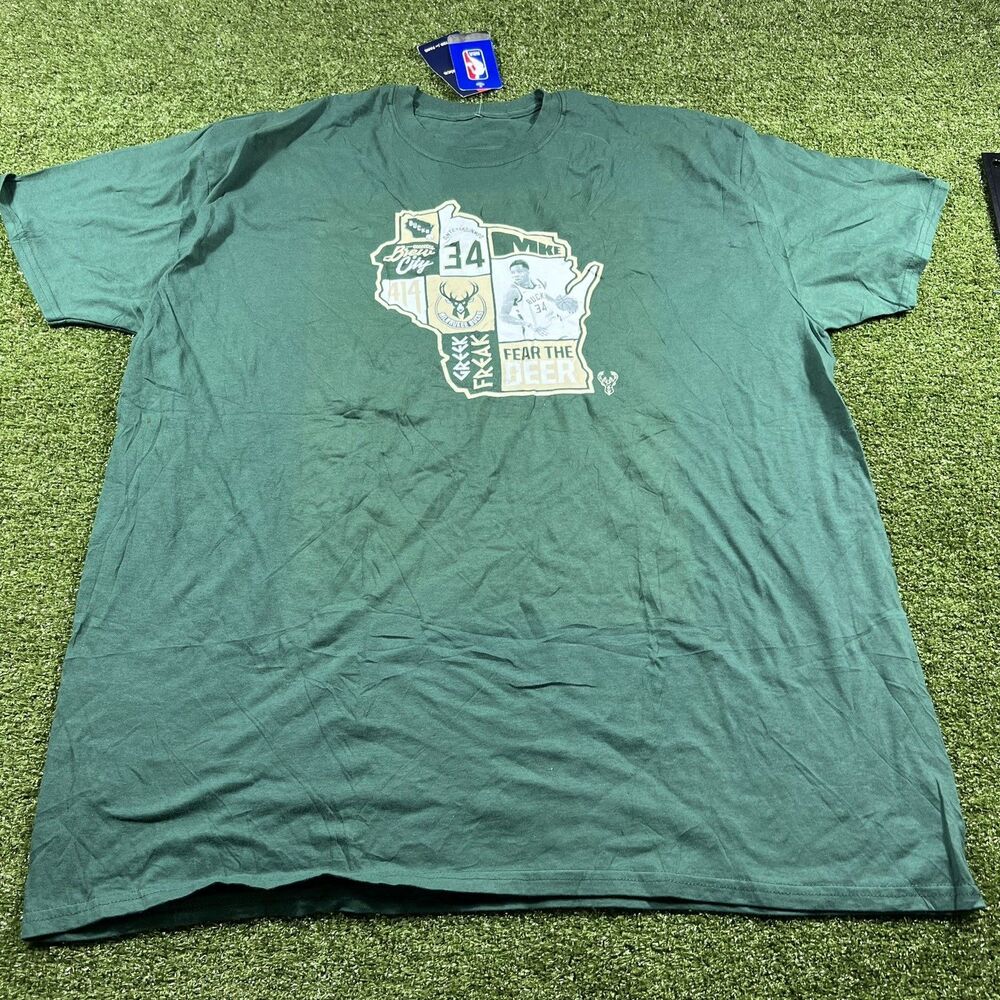 Fanatics Milwaukee Bucks Mens 3XL Basketball Shirt Sleeve